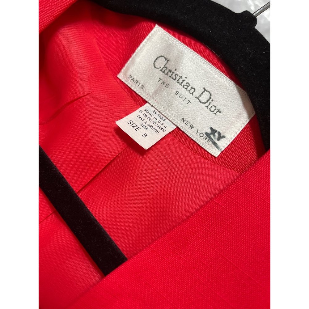 Christian Dior The Suit Blazer Skirt 2 piece Rayon Red Size 8 Vintage - Picture 7 of 10